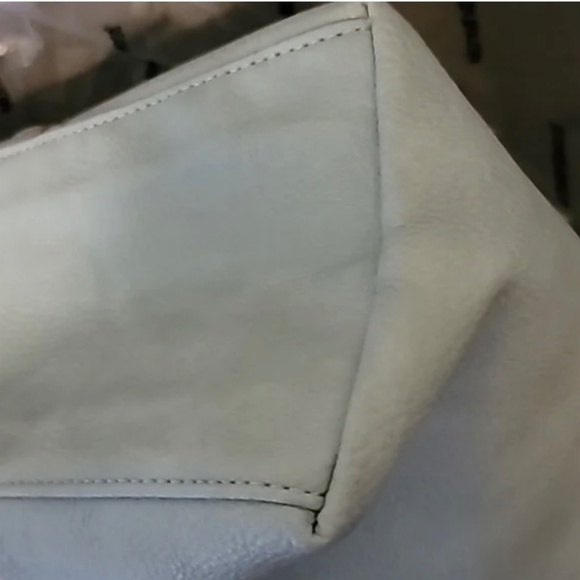 NWT Montana West Tote Bag Top Handle Oversized Handbag Light Blue Brown Piping - Picture 14 of 14